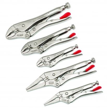 PLIERS SET LOCKING 5-PIECE CURVED AND LONG NOSE - Locking